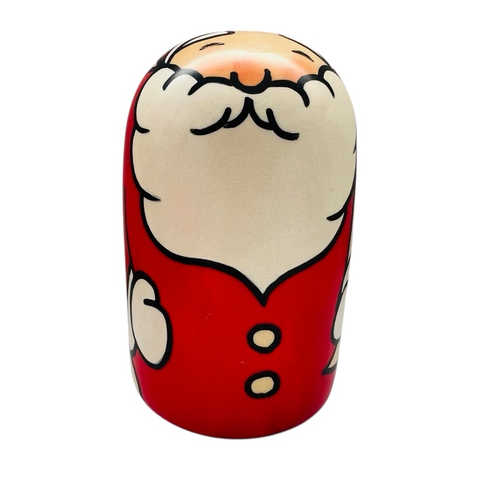 Vintage Usaburo Sakura Japanese Kokeshi Wood Santa Doll Music Box